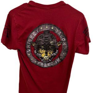 Whiskey Bacon Freedom Men’s Grunt Style T-Shirt Dark Red Size Small